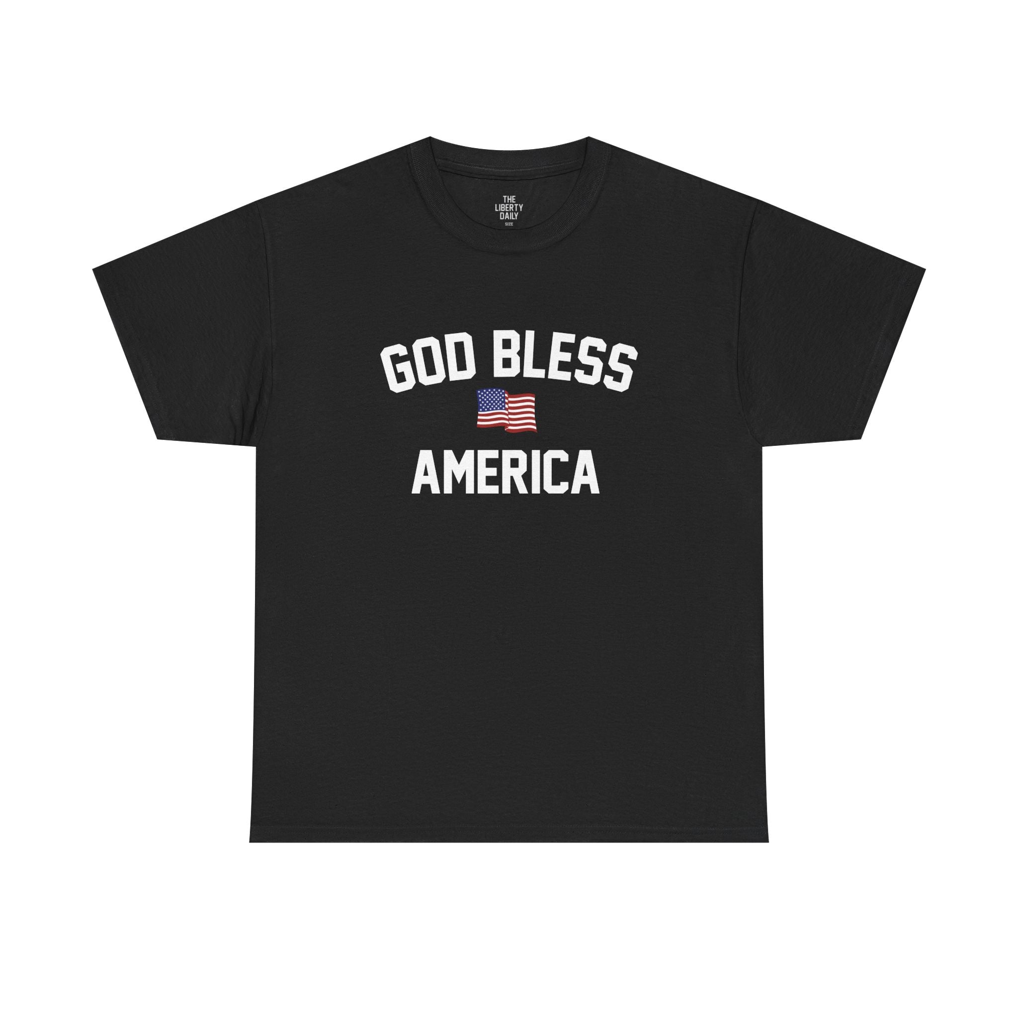 God Bless America - Graphic Tee with American Flag Design