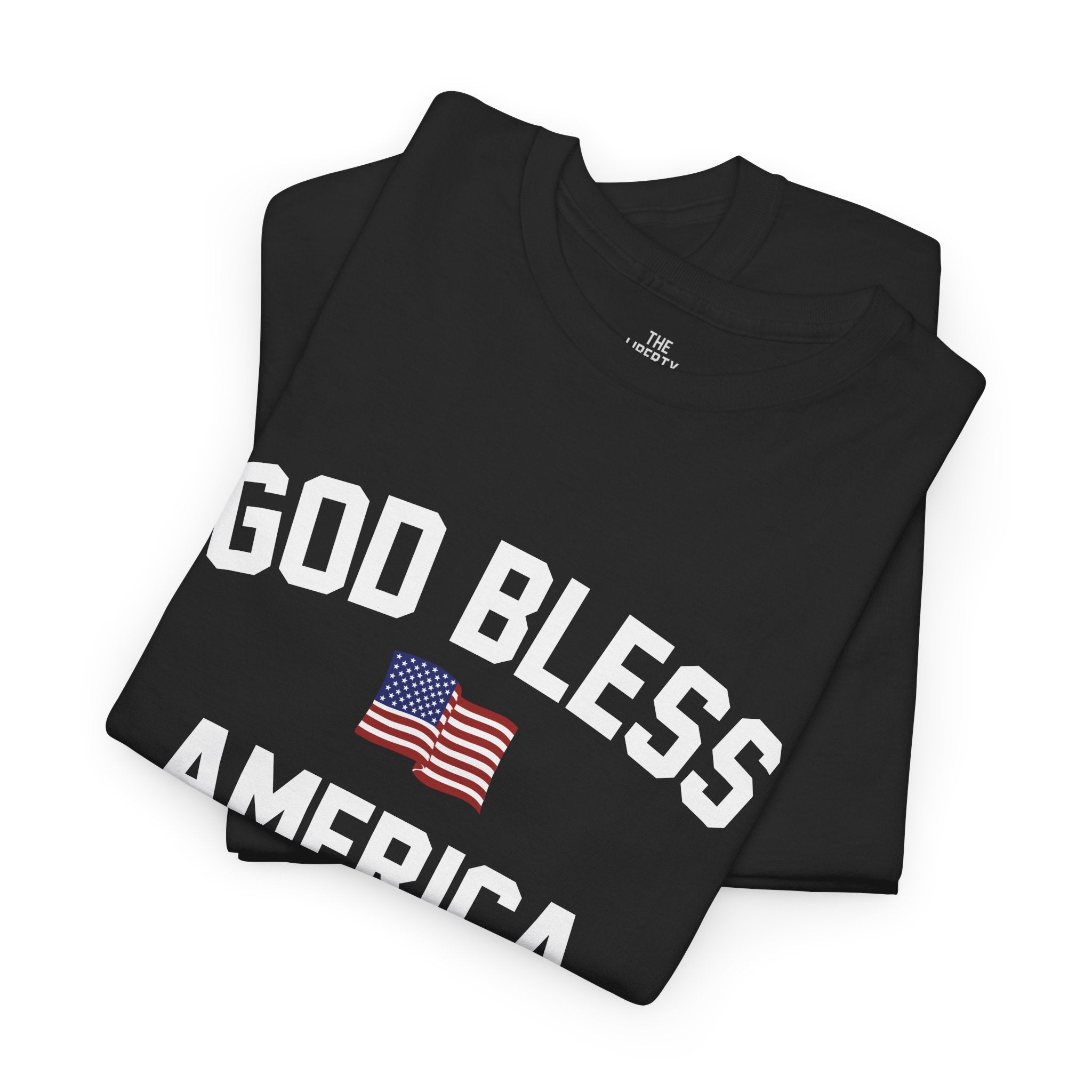 God Bless America - Graphic Tee with American Flag Design