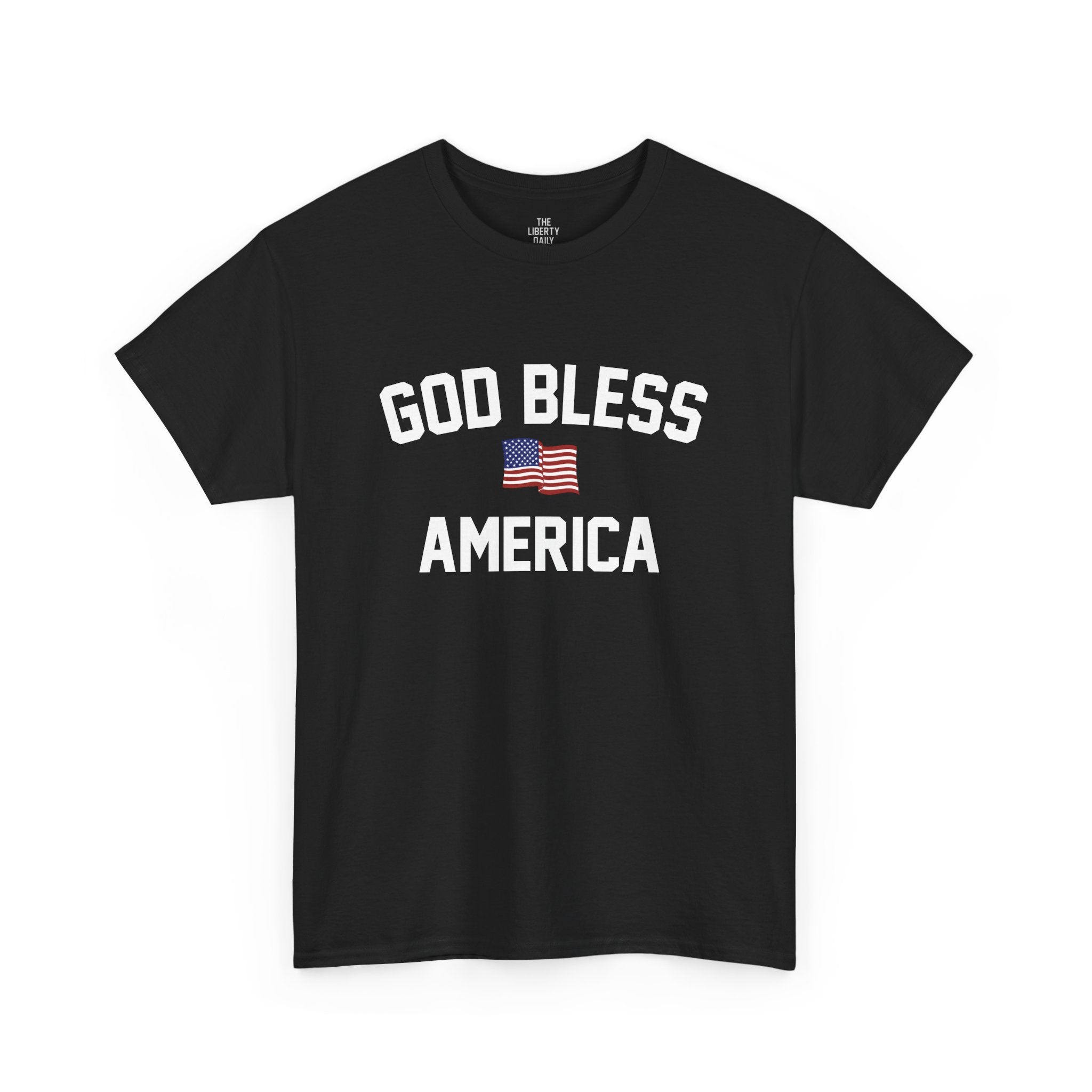God Bless America - Graphic Tee with American Flag Design