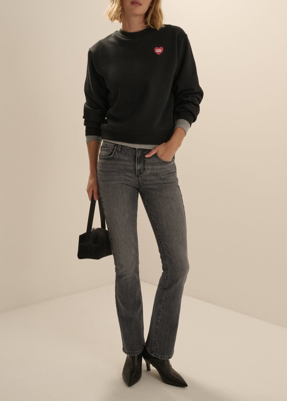 THE EMBROIDERED FAVORITE DAUGHTER HEART SWEATSHIRT
